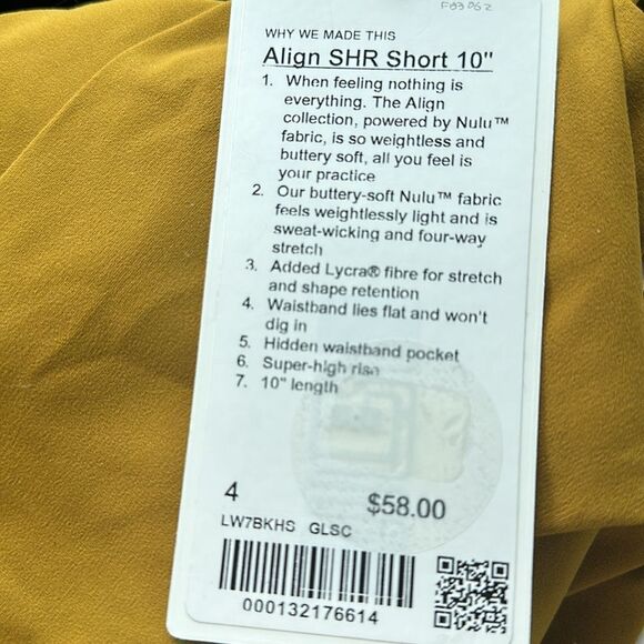 Lululemon‎ Align Super High Rise Short 10" Gold Spice size 4 NWT - Picture 4 of 7